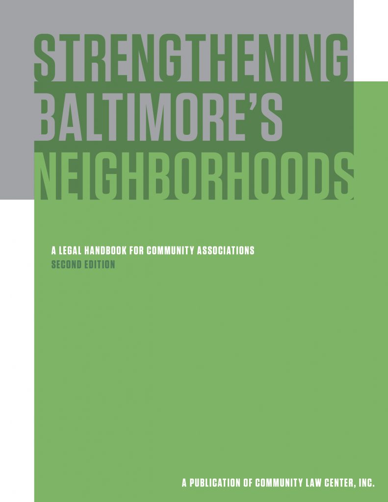 Cover of our manual: Strengthening Baltimore's Neighborhoods