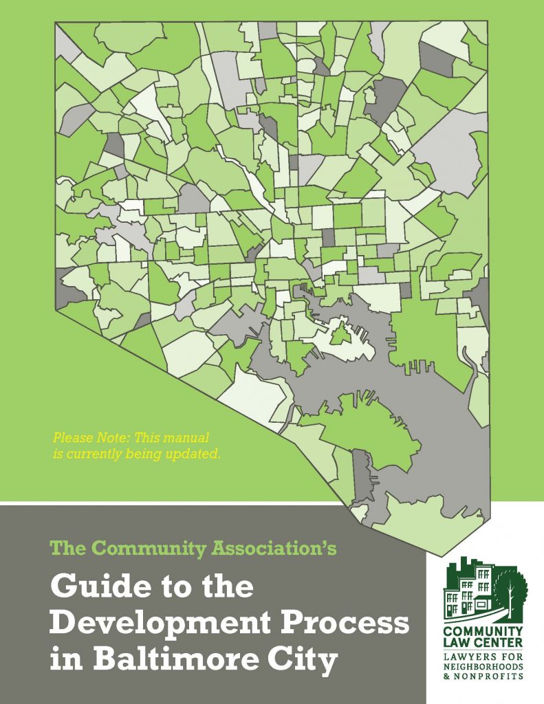 Cover of our manual: Guide to the Development Process in Baltimore City